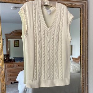 Croft & Barrow Cream Cable Knit V-Neck Sweater